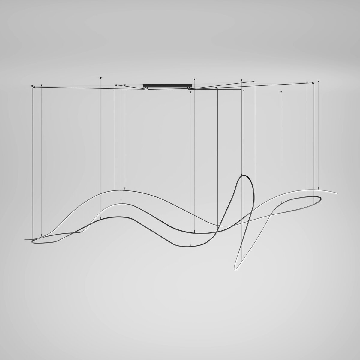 Fixture PIKAS L=13'01"mm, Suspended, frosted, ON/OFF, 3000 K, black